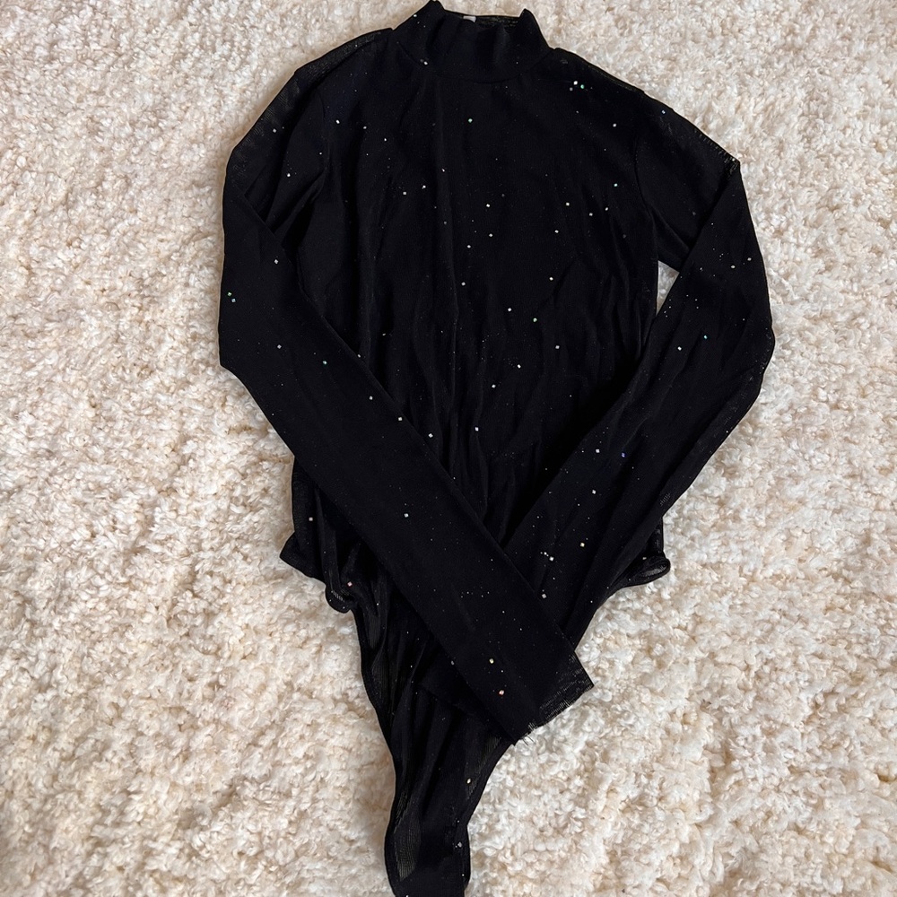 by the way. Black Sparkle Long Sleeve Bodysuit